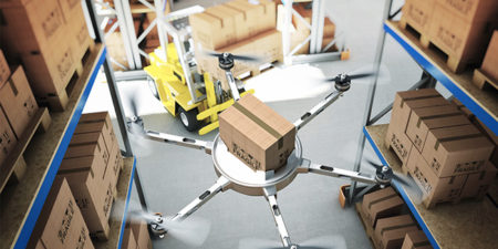 drone in warehouse